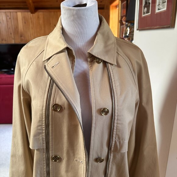 NEW!  MICHAEL KORS Tan Khaki Raincoat - Flawed - XS - Picture 6 of 14